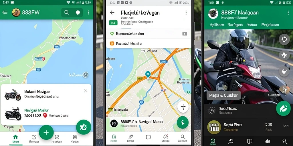 Tampilan antarmuka user-friendly dari aplikasi Navigasi Motor 888FW.