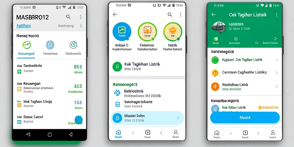 Screenshot antarmuka MASBRO12 yang menampilkan informasi tagihan listrik.