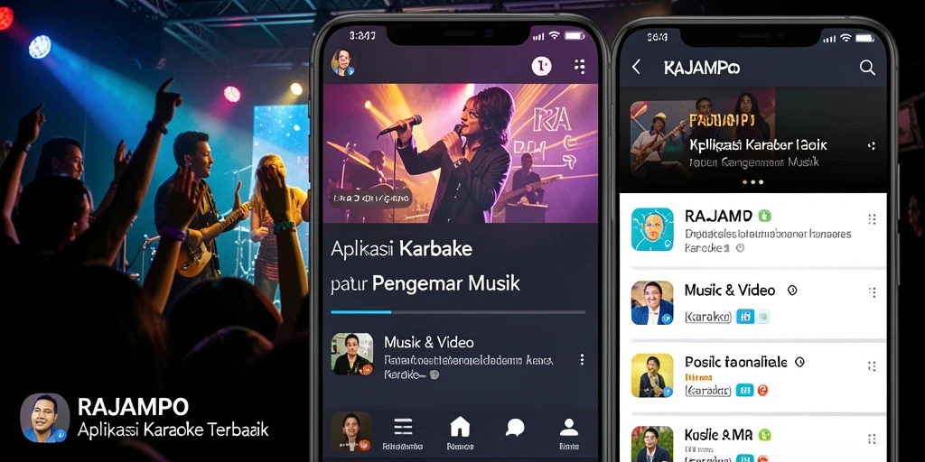 Tampilan antarmuka aplikasi Karaoke RAJAMPO yang menarik dan user-friendly.