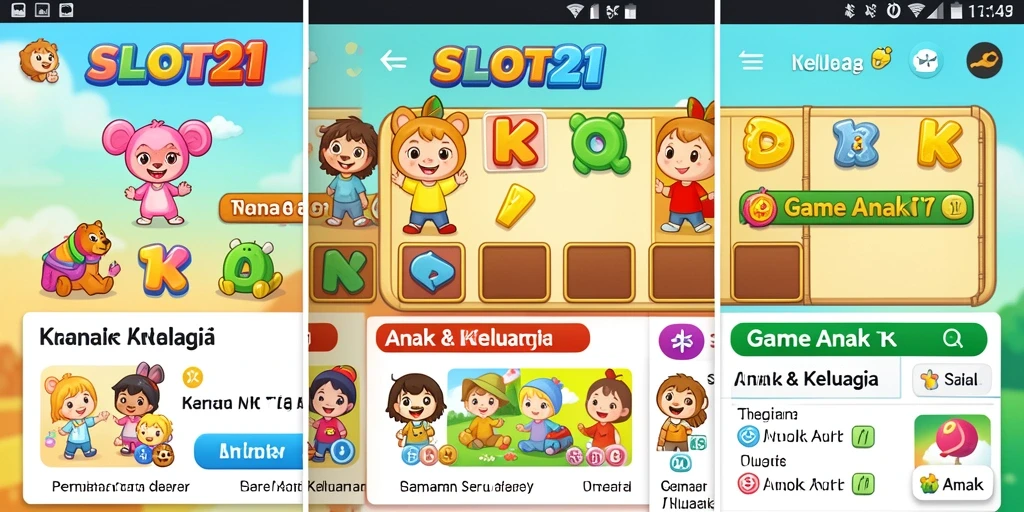 Antarmuka aplikasi SLOT21 yang ramah anak dan menyenangkan.