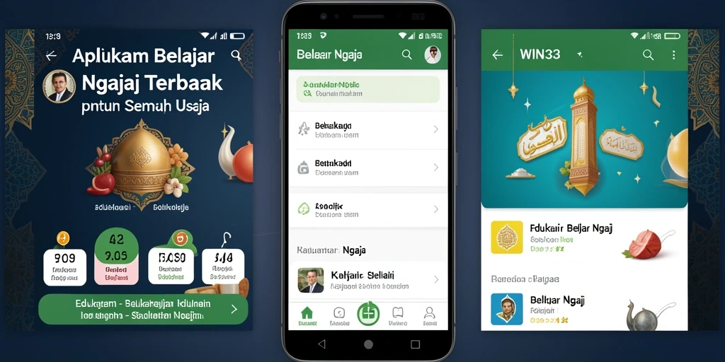 Tampilan antarmuka aplikasi WIN33 untuk belajar ngaji.