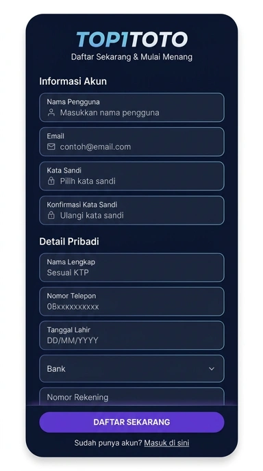 Cara Mudah Registrasi Akun top1toto untuk Pengguna Android